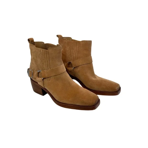 Sam Edelman Bellamie Bootie Ankle Boots Western Camel Suede Tan Women's Size 8 - Picture 2 of 8